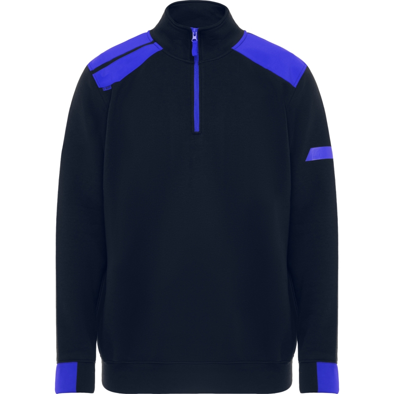 Roly SU8413 - MAVERICK Sweat à col montant et demi-zip de couleurs combinés