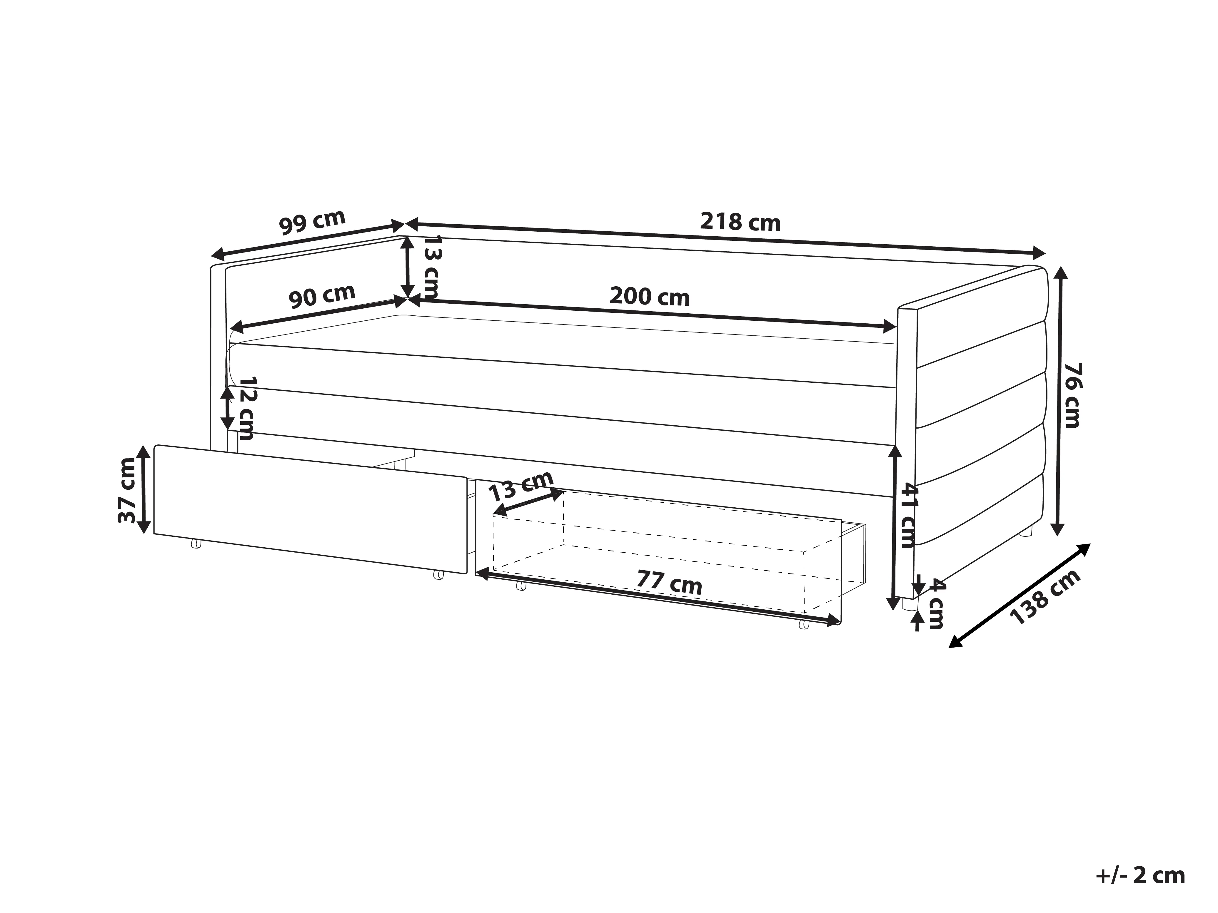 Bedbank met opbergruimte Fluweel MARRAY 90 x 200 cm Mintgroen