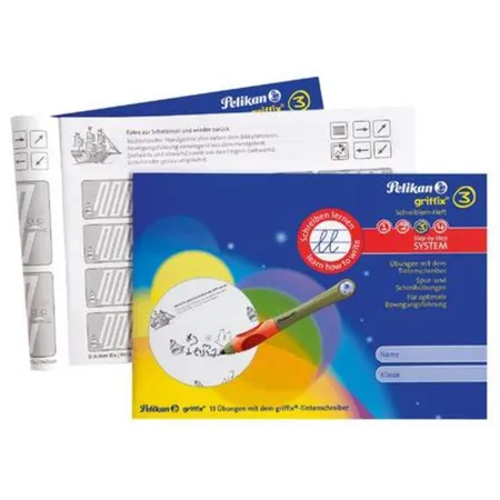 Pelikan griffix® 3 Schreiblernheft, A5, Quer mit Tintenschreiber, Plus 4er-Liniensystem