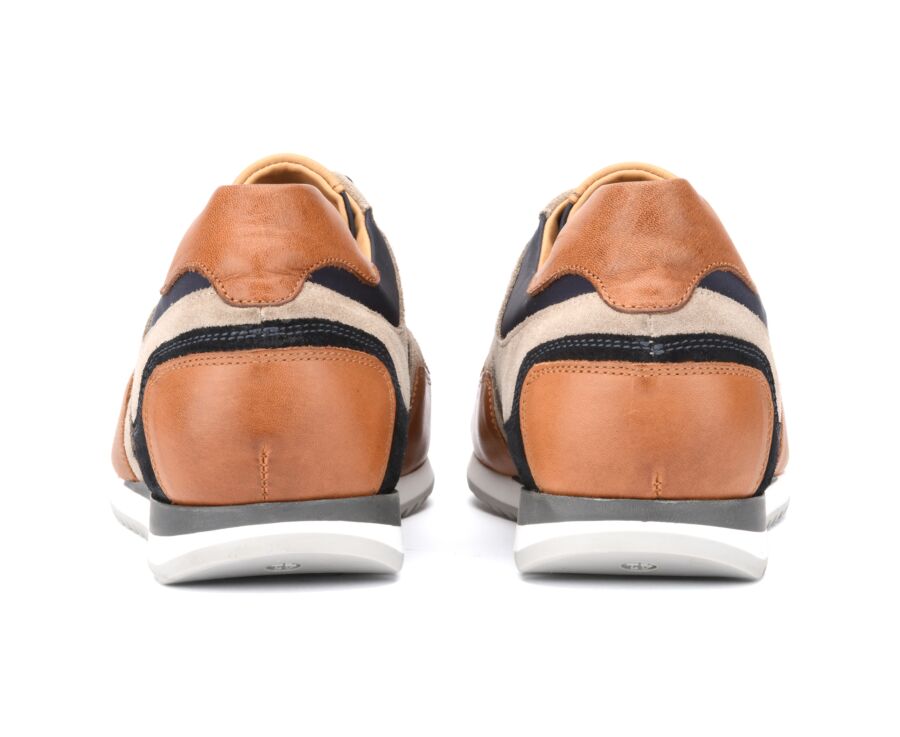 Sneakers homme Châtaigne Patiné et Velours Marine - CORUNNA