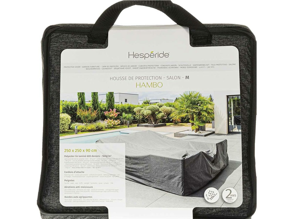 Housse pour salon de jardin hambo m gris - 250 x 250 x 90 cm