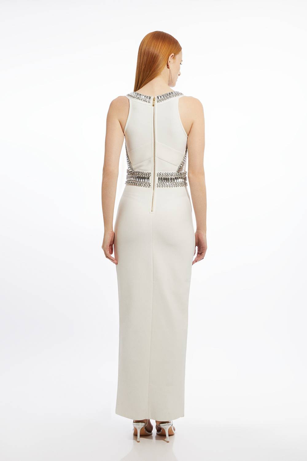 KarenMillen Robe Maxi Moulante En Maille Bandage Ornée De Cristaux
