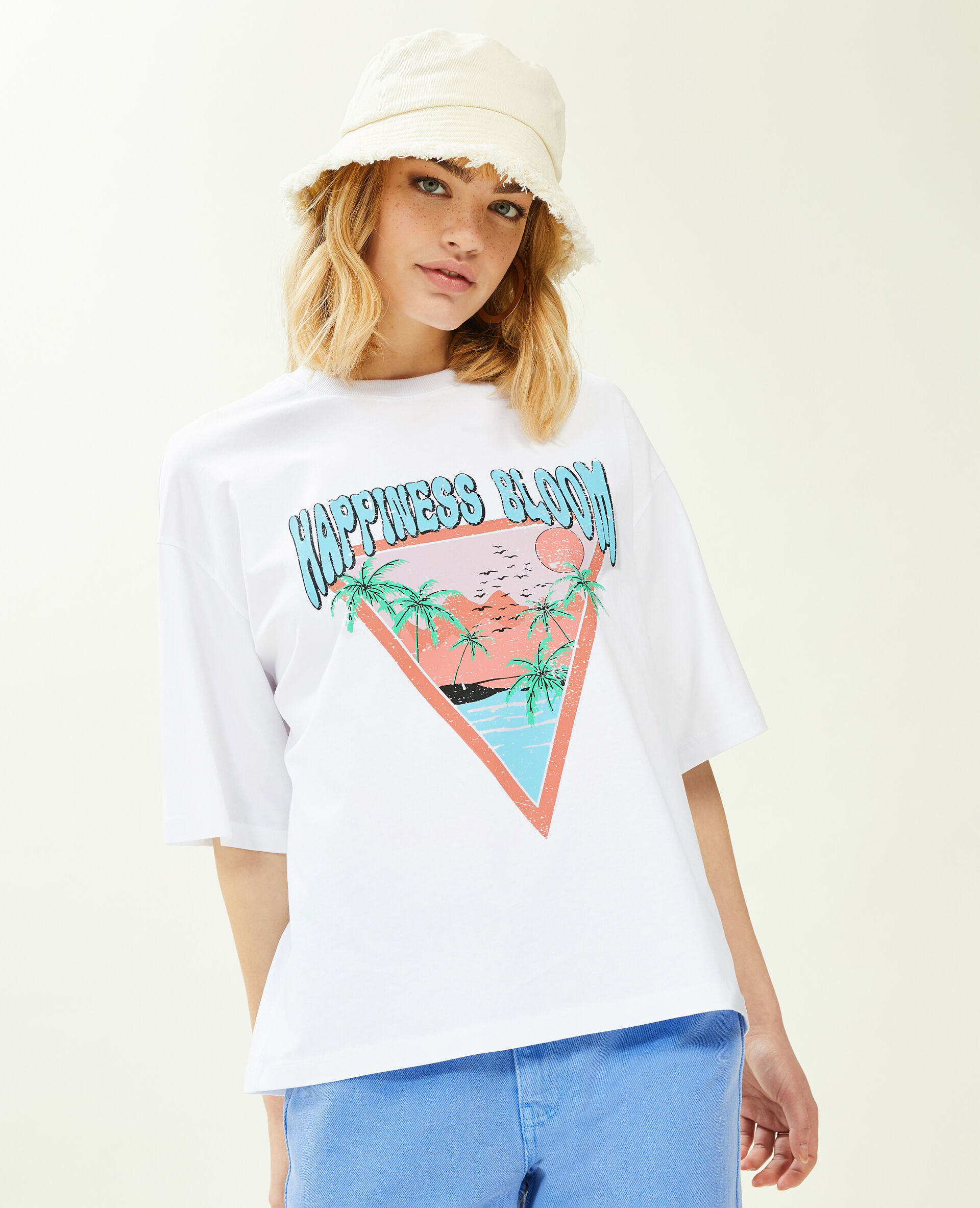 T-shirt oversize avec imprimé - Blanc