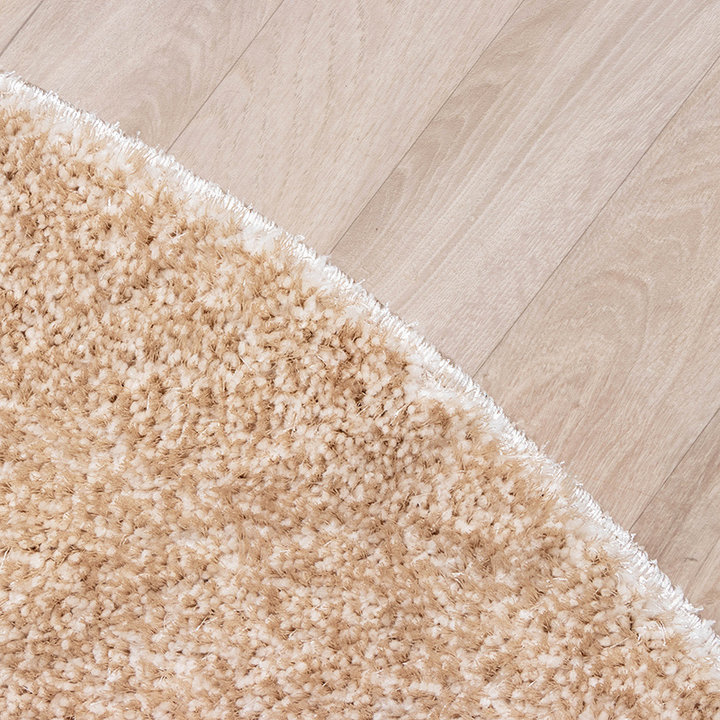 Rond hoogpolig vloerkleed - Glazy creme