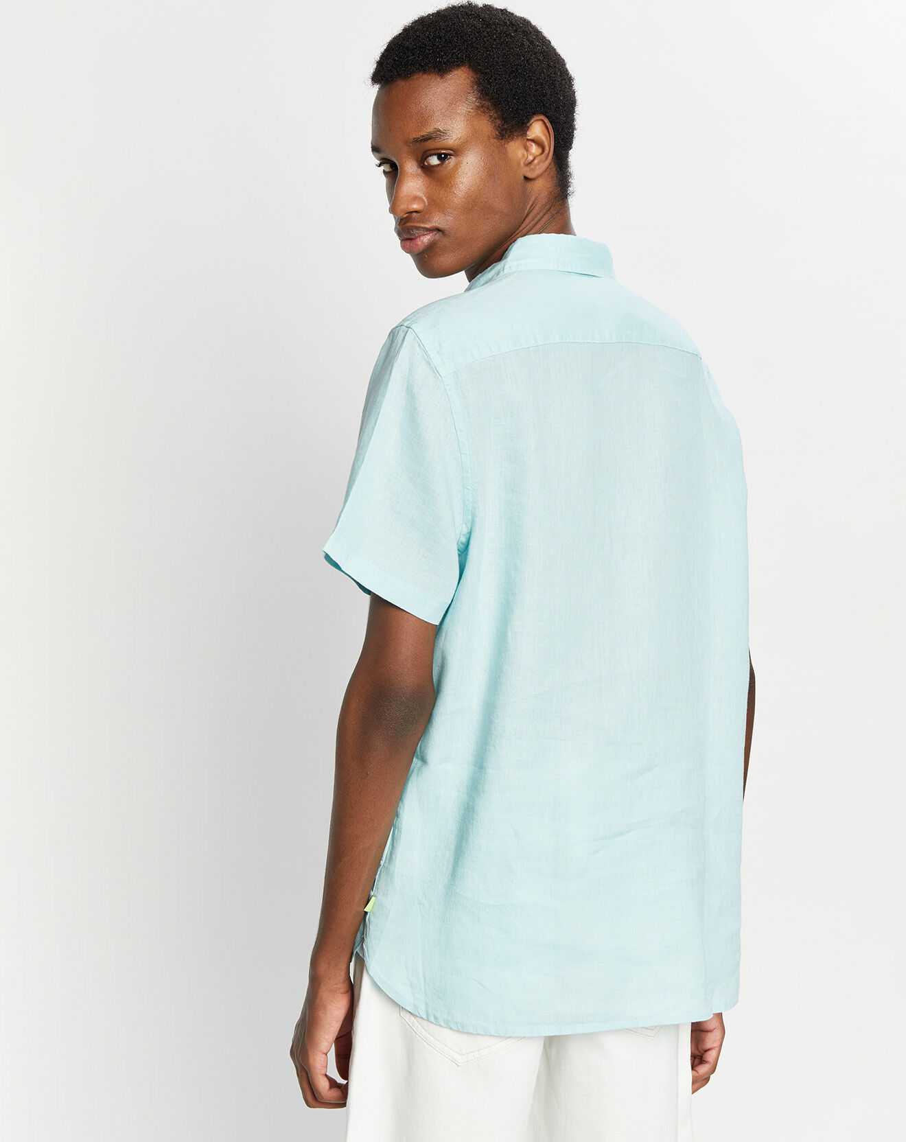 Scotch & Soda Chemise 100% Lin Regular Fit vert d'eau