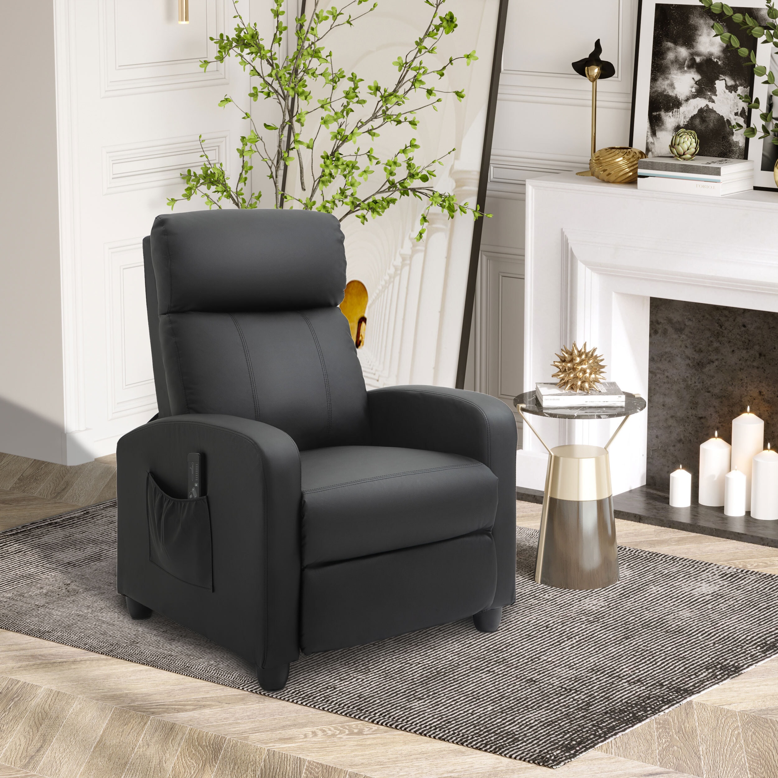 HOMCOM Massagesessel mit kabelgebundener Fernbedienung schwarz 68B x 88T x 98H cm