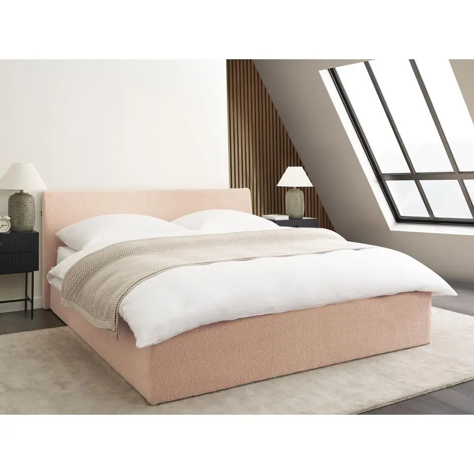 ORBEY - Bed met opbergruimte - Beige - 160 x 200 cm - Bouclé