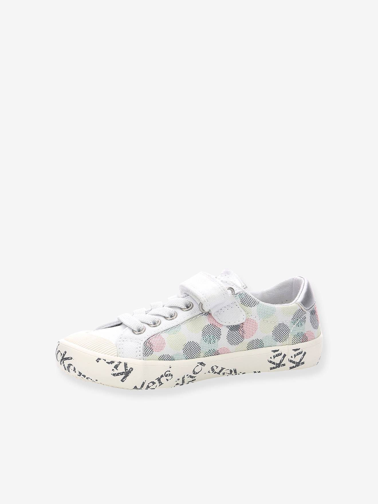 Tênis KICKERS® Gody Gold para meninas, branco claro com estampa.