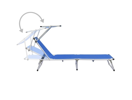 VIDAXL - Bain de soleil Lot de 2 chaises longues pliables avec auvent aluminium et t...