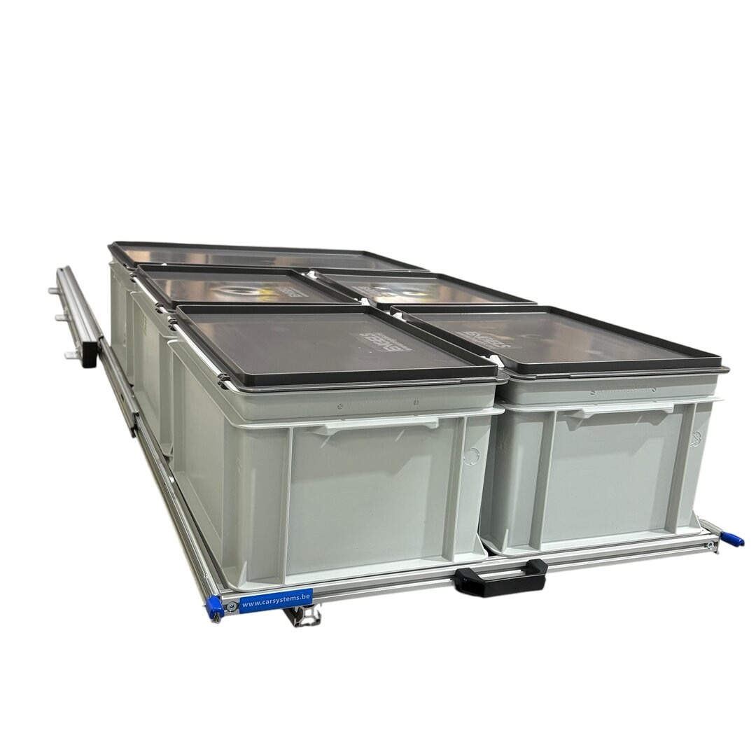 Aluminium 120 x 60 cm schuifframe met 5 gesloten bakken