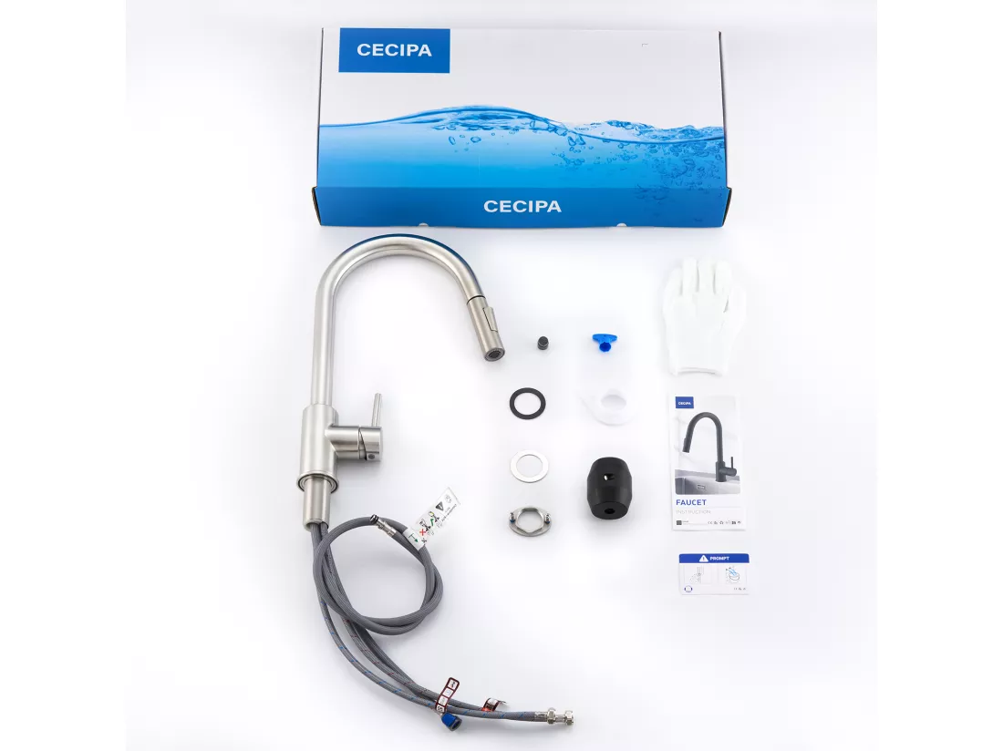 2PCS Mitigeur de Cuisine avec Douchette Extractible - Rotatif à 360 ° en Acier Inoxydable Brossé Mitigeur Cuisine d'Évier - 2 modes de sortie d'eau