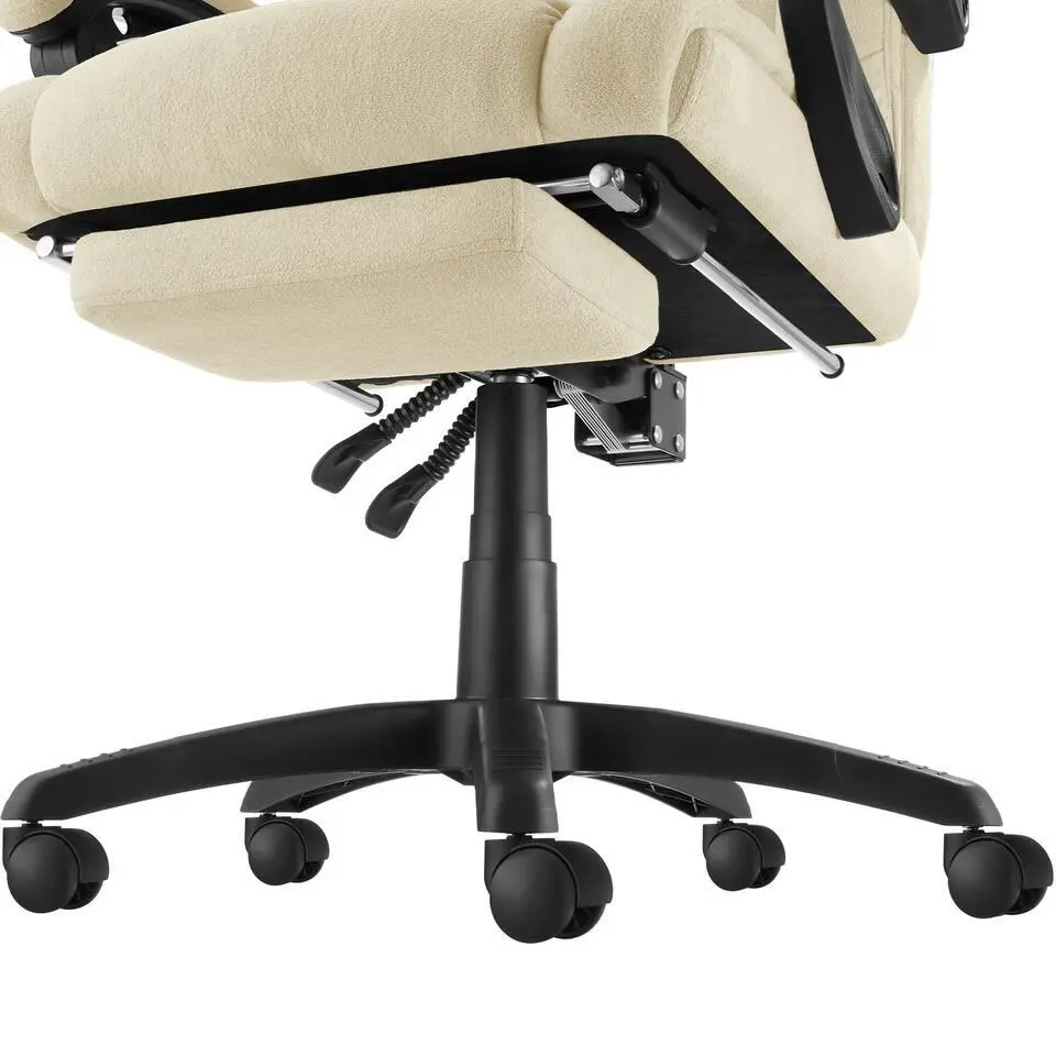 tectake Bureaustoel Jillien met voetsteun en veloursbekleding, Beige
