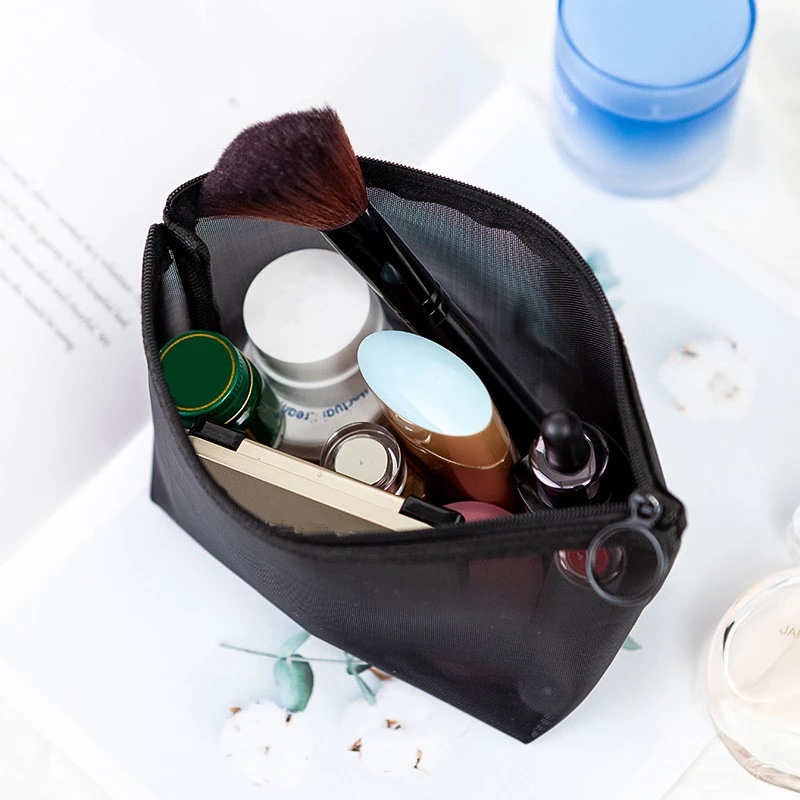 (3er Set) Kosmetik Make Up Tasche Handgepäck Necessaire Organizer Bag mit Reissverschluss - Schwarz