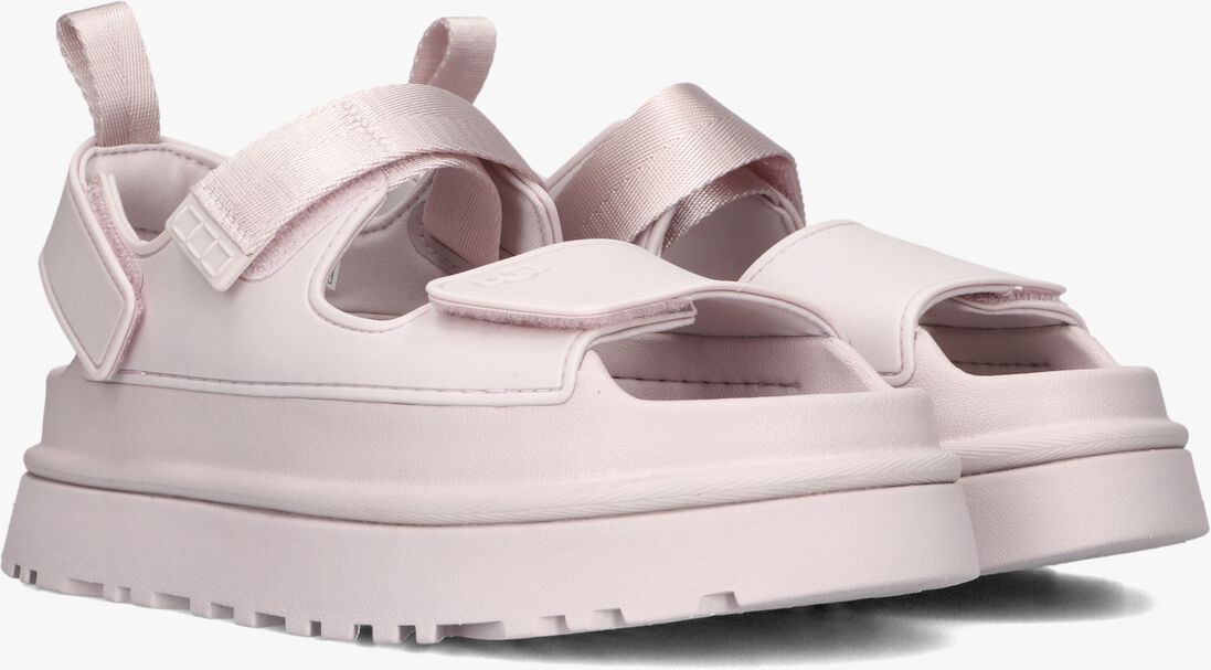 lila ugg platte sandalen w goldenglow