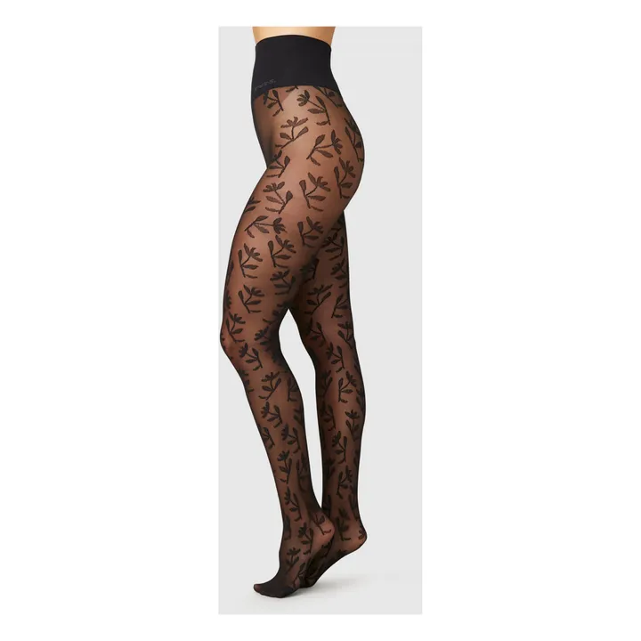 Swedish Stockings Collant Flora Flower 40 Deniers | Noir