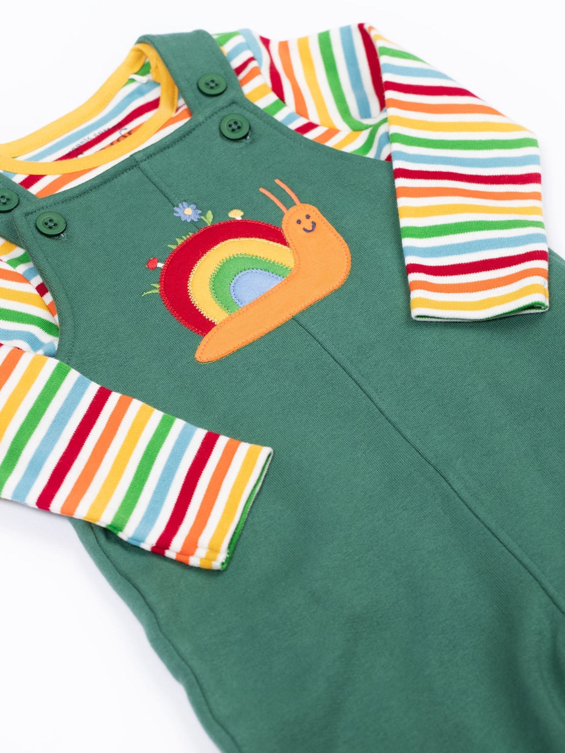 Groen - Frugi Coverack Dungarees Outfit