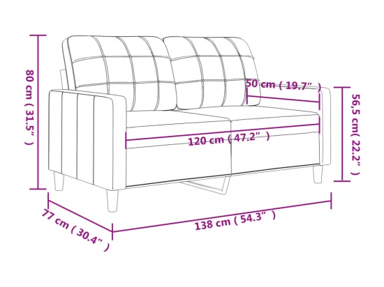 Canapé à 2 places Noir 120 cm Tissu