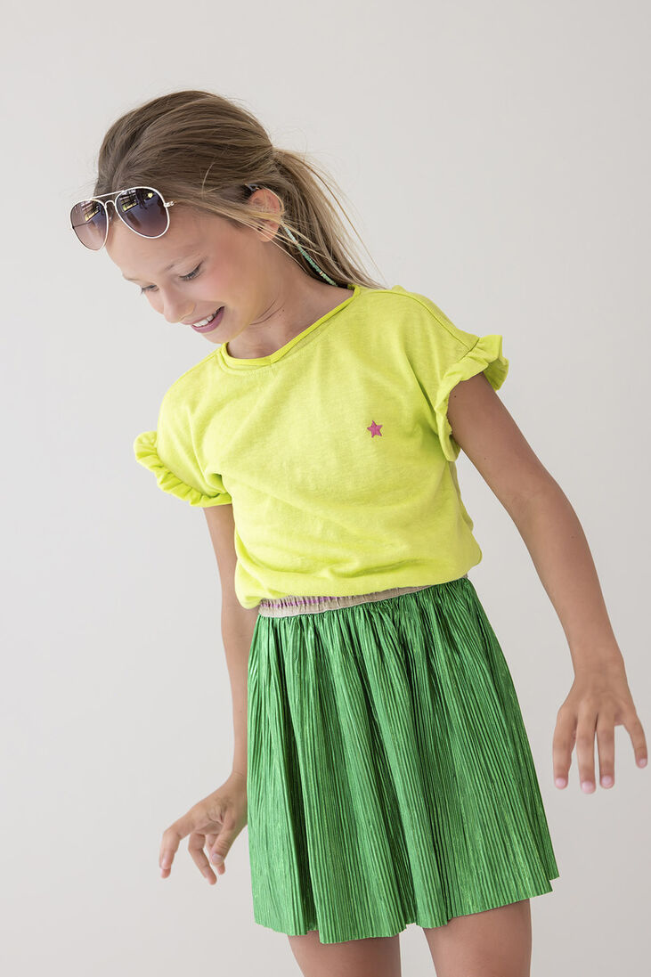 LIKE FLO groene like flo pliss&eacute; rok metallic plisse skirt