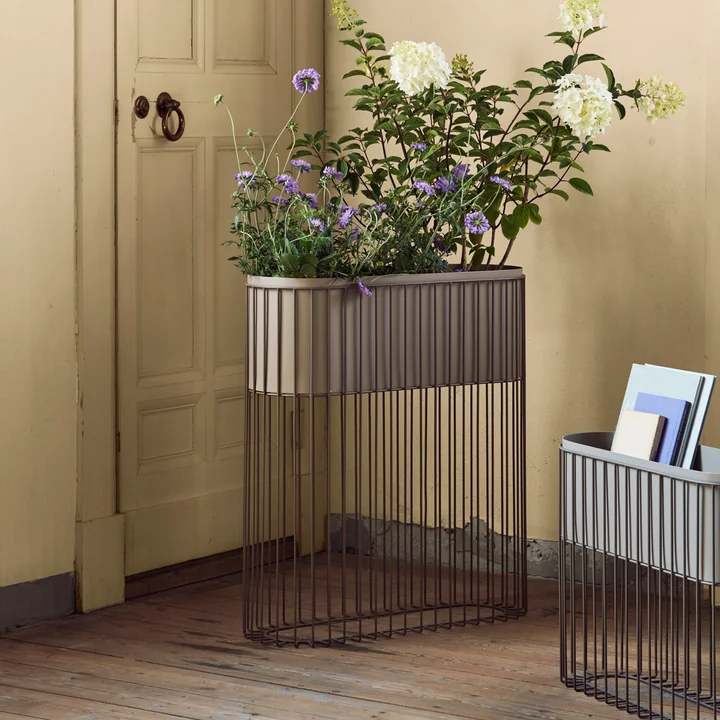 Broste Copenhagen - Fenja Gestell mit Übertopf (2er-Set), simply taupe / warm grey