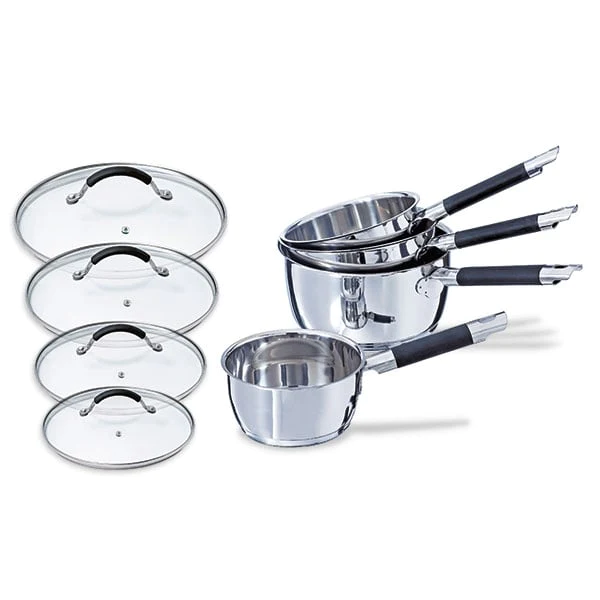 Lot 4 casseroles + 4 couvercles Rapid Cook 14 à 20 cm Mathon