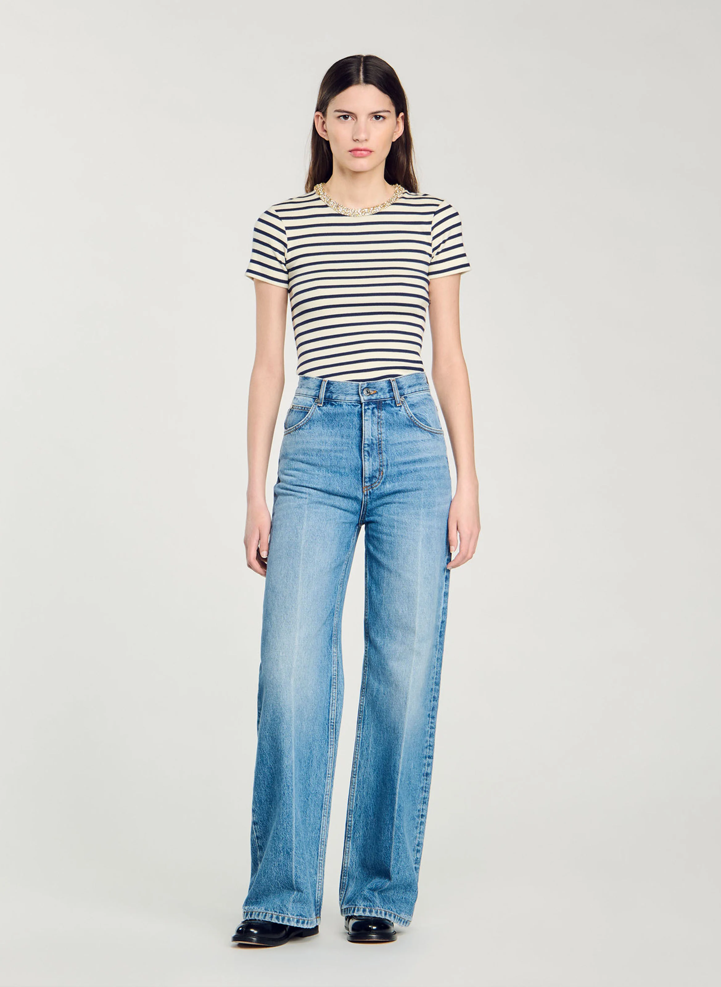 Jean flare en coton | Bleu