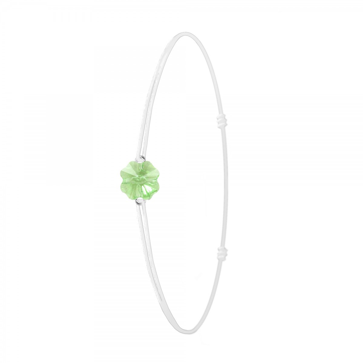 Bracelet trèfle élastique blanc SC Crystal orné d'un Cristal scintillant