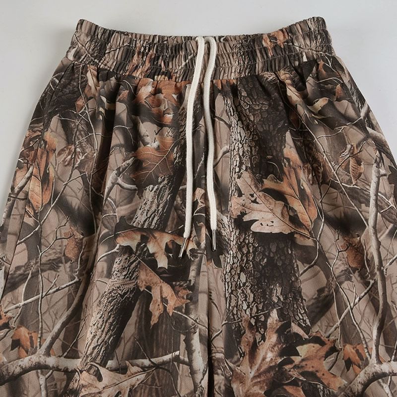 BrickBlack - Elastische taillebroek met camouflagemotief en wijde pijpen