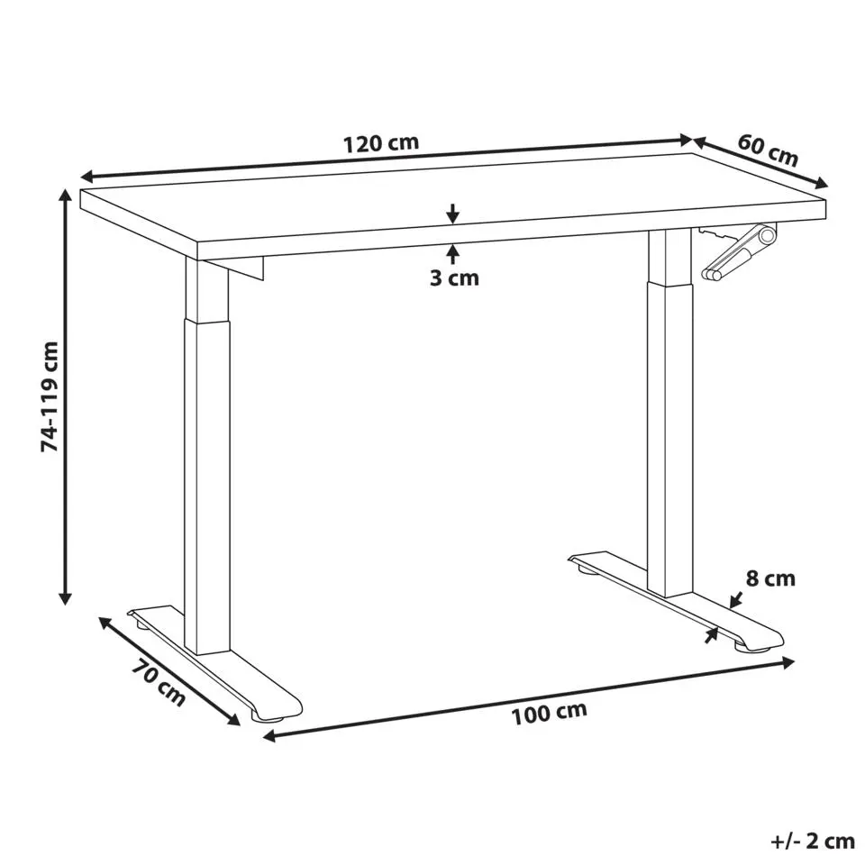 DESTINES - Verstelbaarbureau - Wit/Lichtbruin - 120x72 cm - Vezelplaat