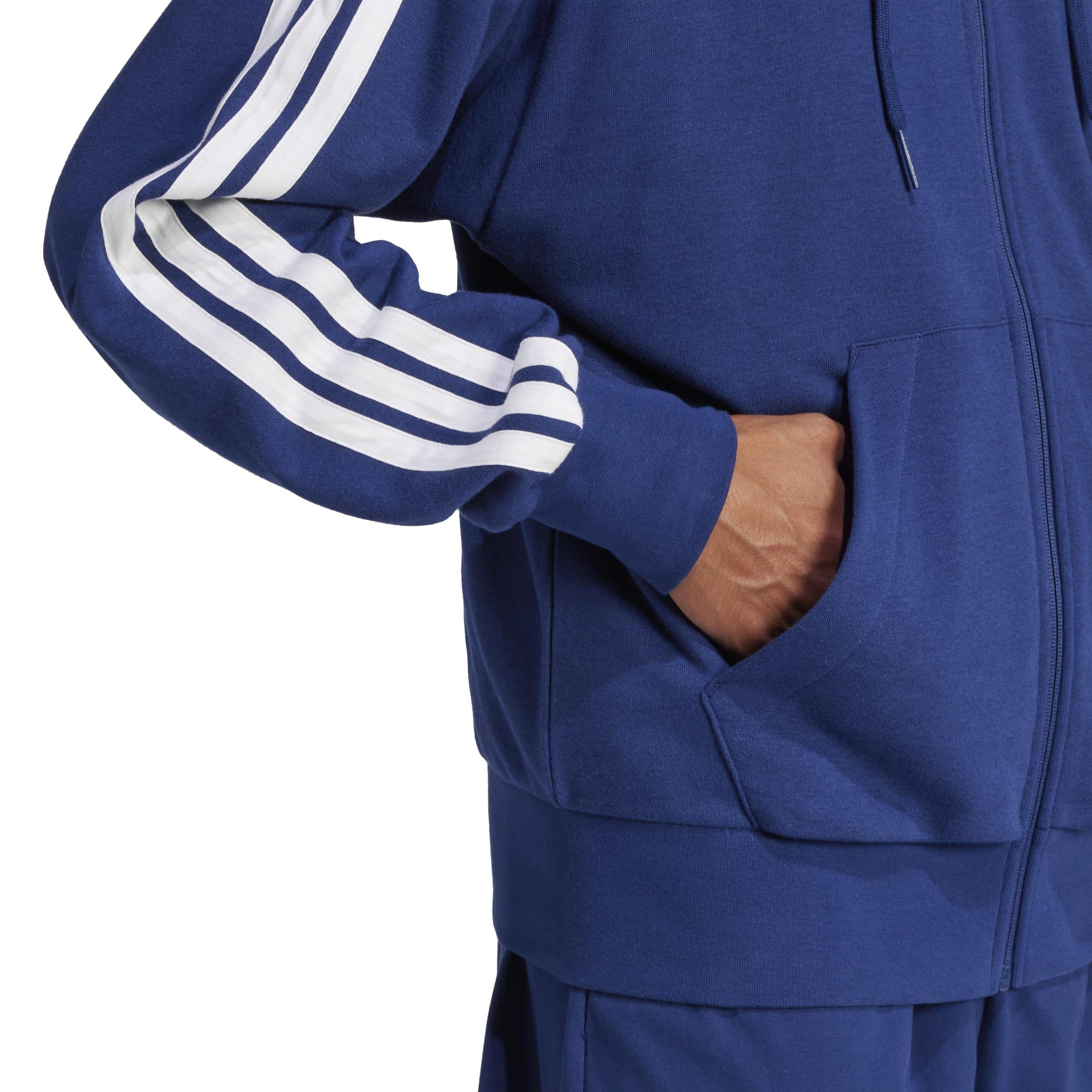 adidas Essentials French Terry 3 Stripes Zip Hoodie Mens