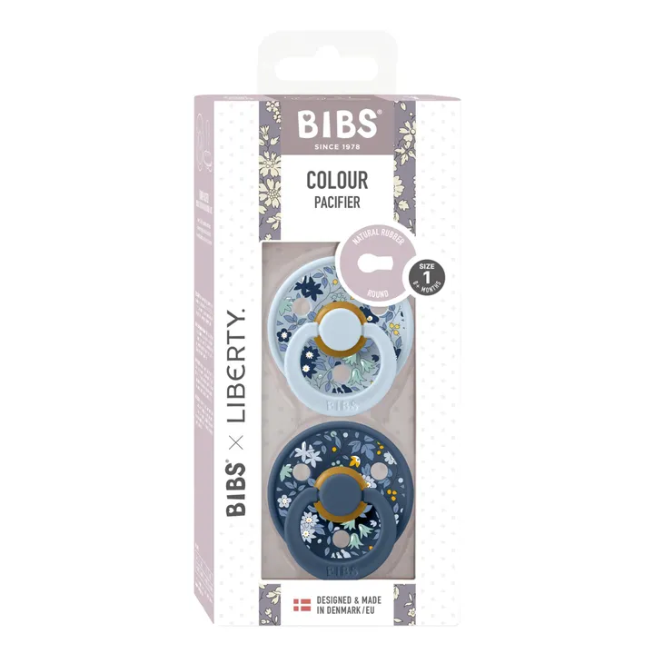Bibs Tétines en caoutchouc naturel Bibs x Liberty - Set de 2 | Bleu ciel