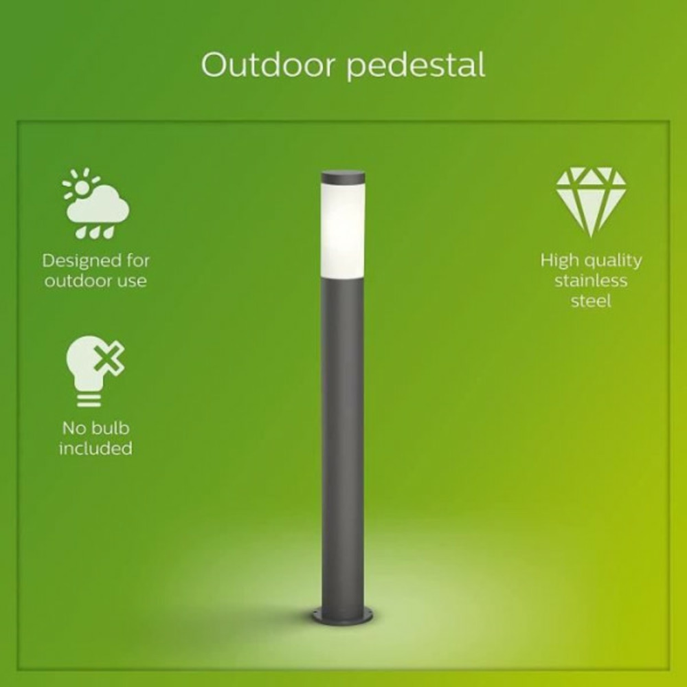 Lampadaire d'extérieur philips utrecht - anthracite - 20w - résistant aux intempéries