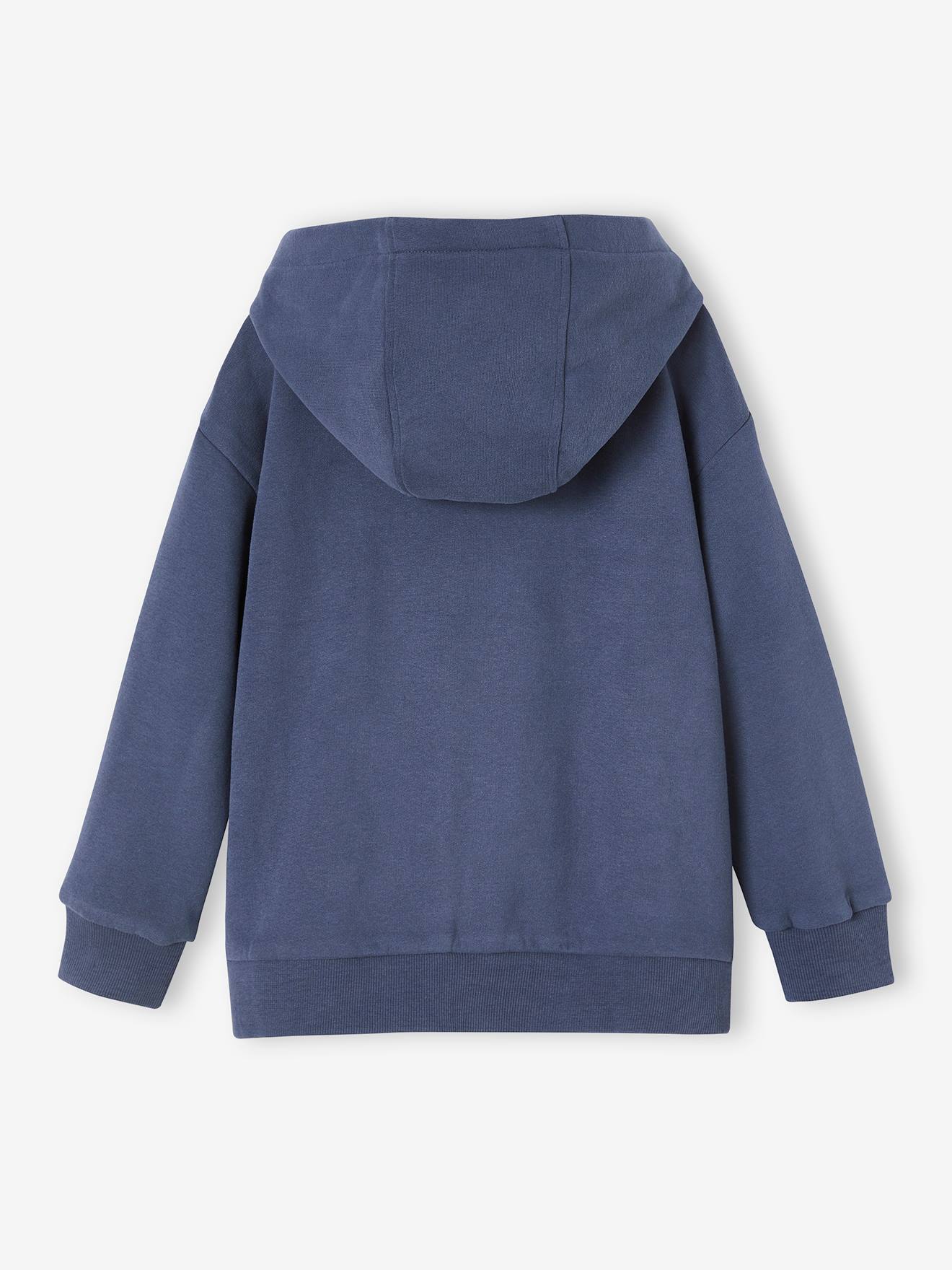Moletom com capuz e zíper listrado azul escuro para meninos