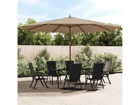 Parasol de jardin avec mât en bois taupe 400x273 cm
