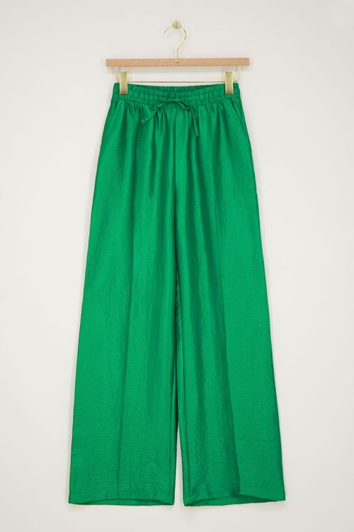 Groene wide leg broek met pintucks