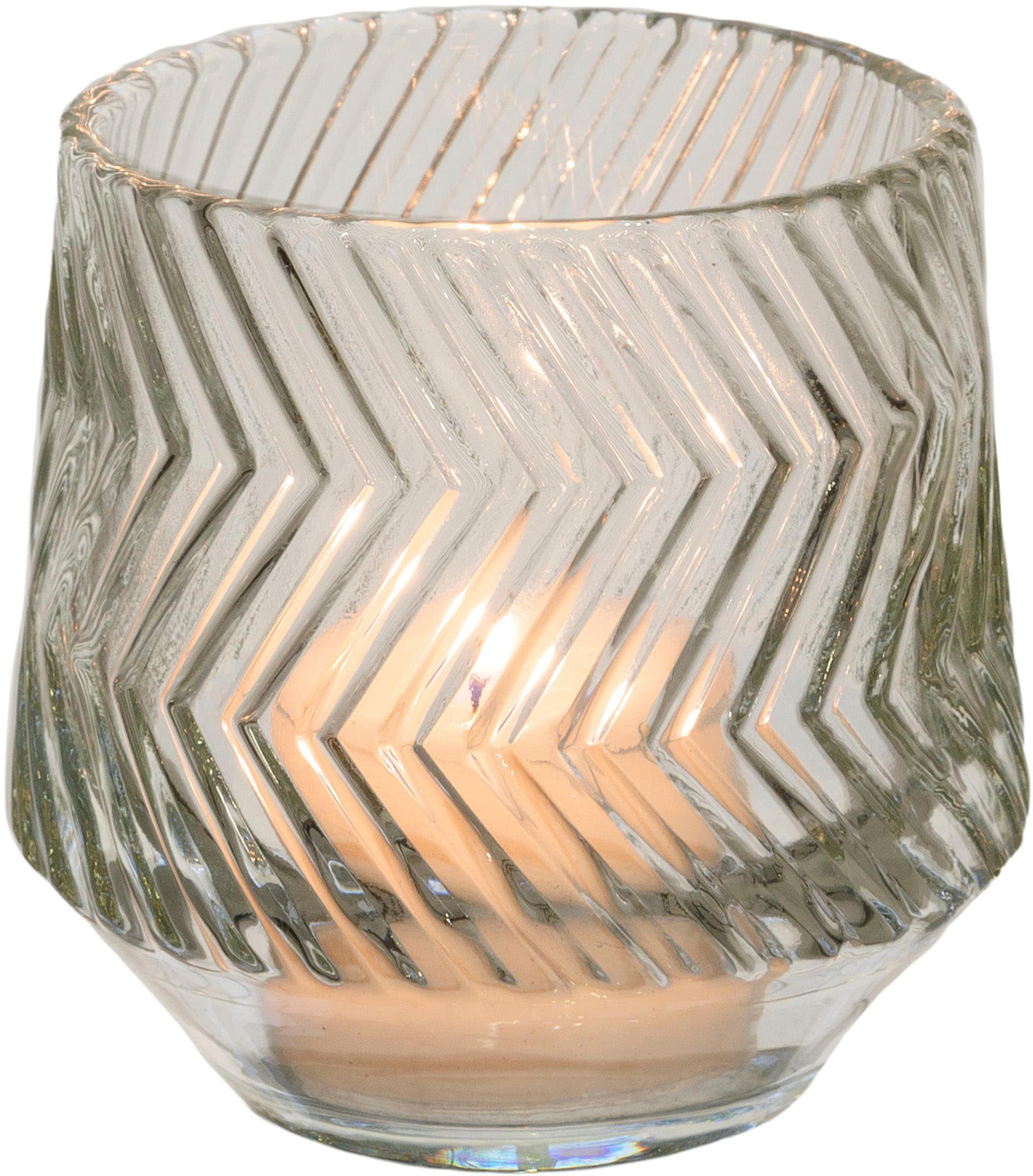 Creativ home Windlicht »Kerzenhalter Relief« Teelichthalter aus Glas, mit geschliffener Oberfläche
