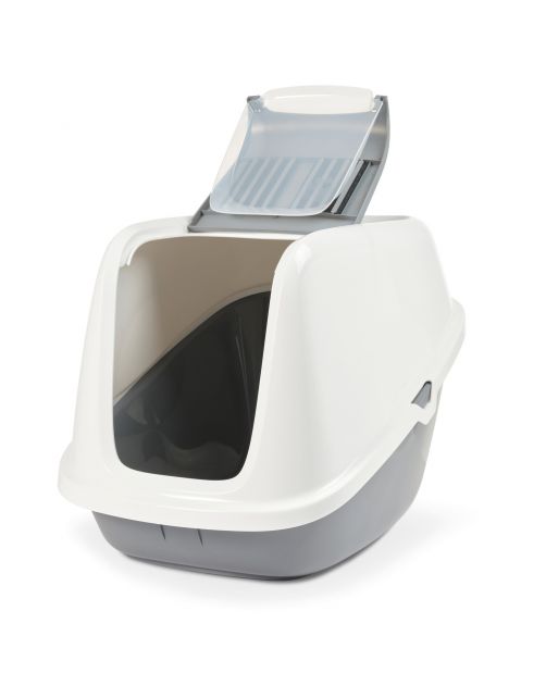 Savic Kattentoilet Nestor Giant - Kattenbak - 75.5x56x55.5 cm Wit Grijs Xxl