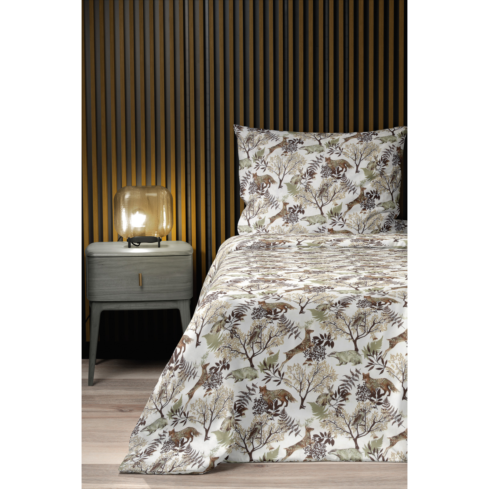 Bettwäsche Flanell Winterwald weiss 200x210 2x65x65 Bettanzug Fra