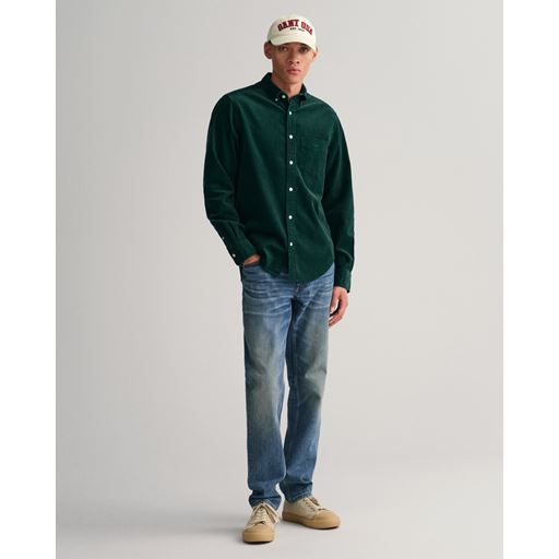 GANT Langærmet Fløjlsskjorte, Tartan Green, L