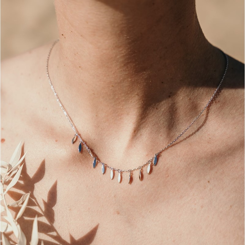 Collier Fin Argent Mode Tendance Pampilles
