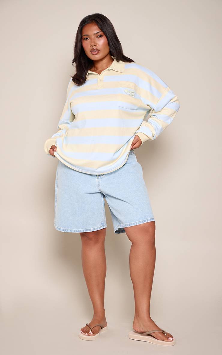 Citron Polo Rayé Style Club Sportif Grande Taille