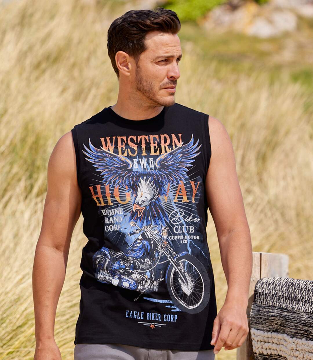 Lot de 2 Tee-Shirts Sans Manches Eagle Biker
