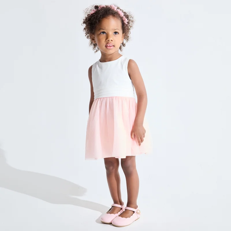 Robe chic bi-matière rose bébé fille Rose