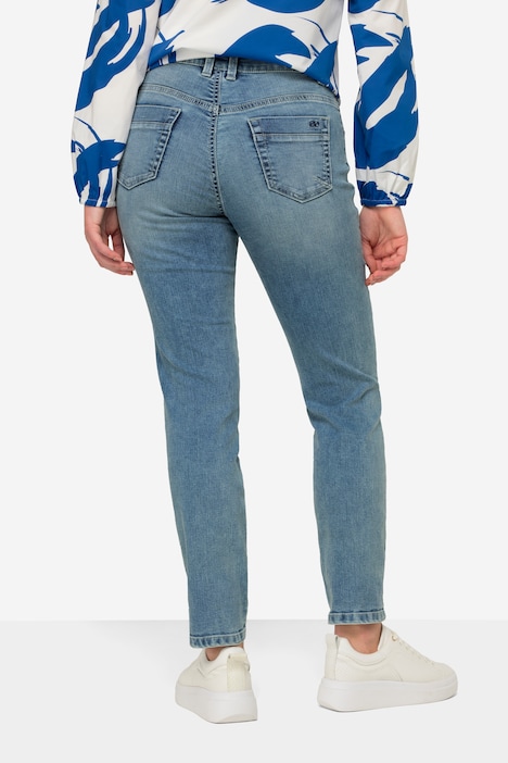 Jeans, Straight Fit, 5-Pocket, Wascheffekte, mit recyceltem Polyester gefertigt