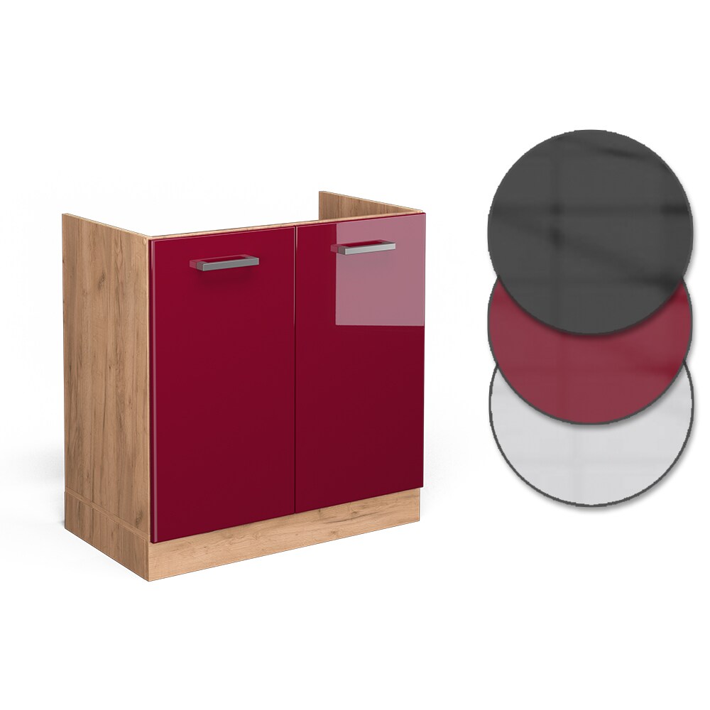 Vicco Spülenunterschrank Küchenschrank Küchenzeile R-Line 80 cm Goldkraft Bordeaux