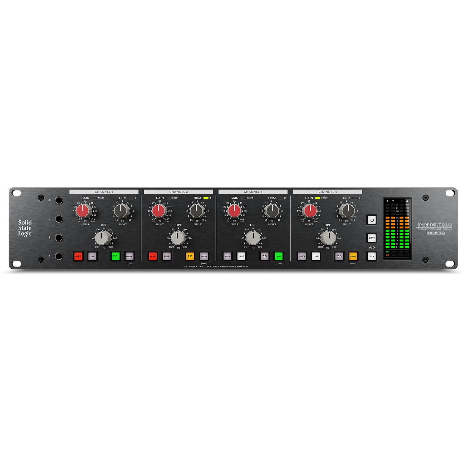 Solid State Logic PureDrive QUAD microfoon voorversterker en audio interface