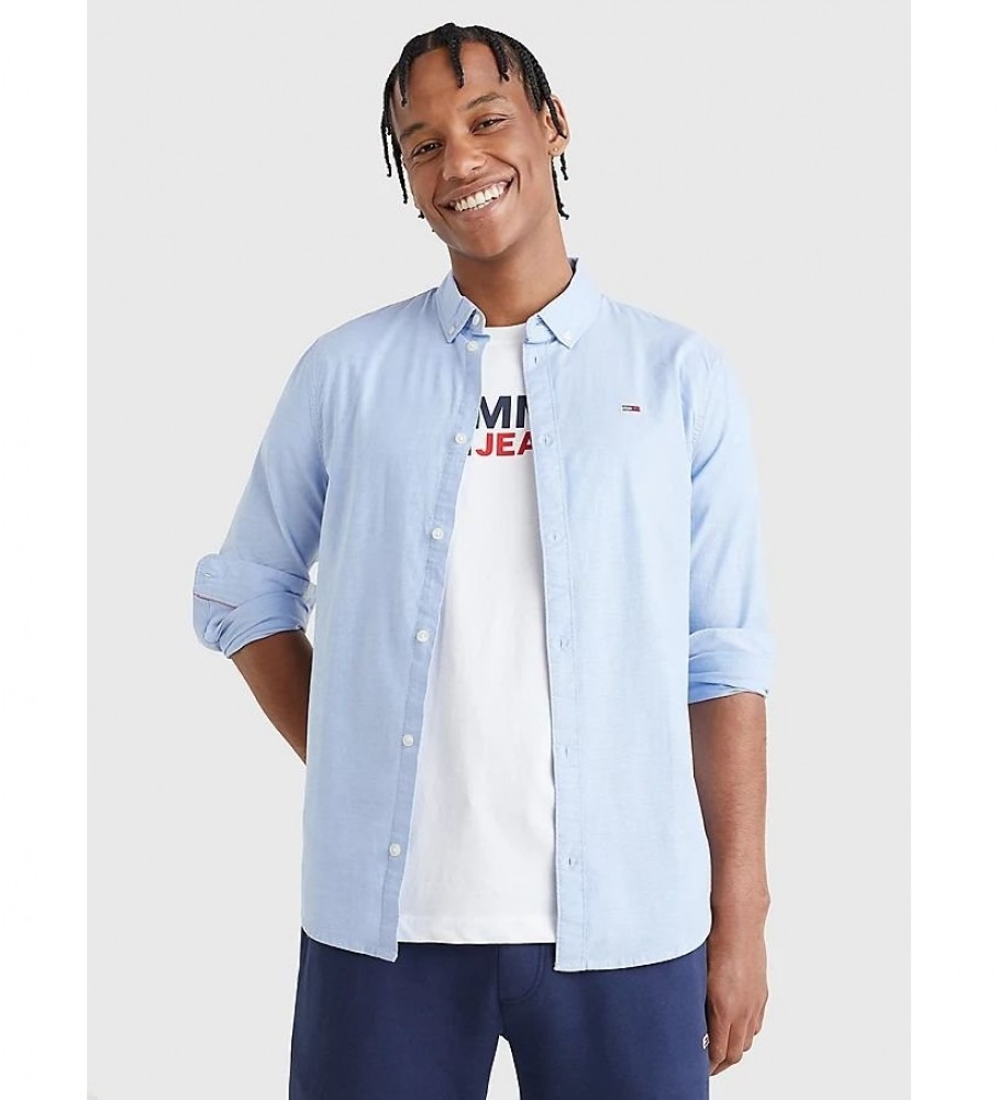 Camisa Tommy Jeans TJM Slim Stretch Oxford azul celeste