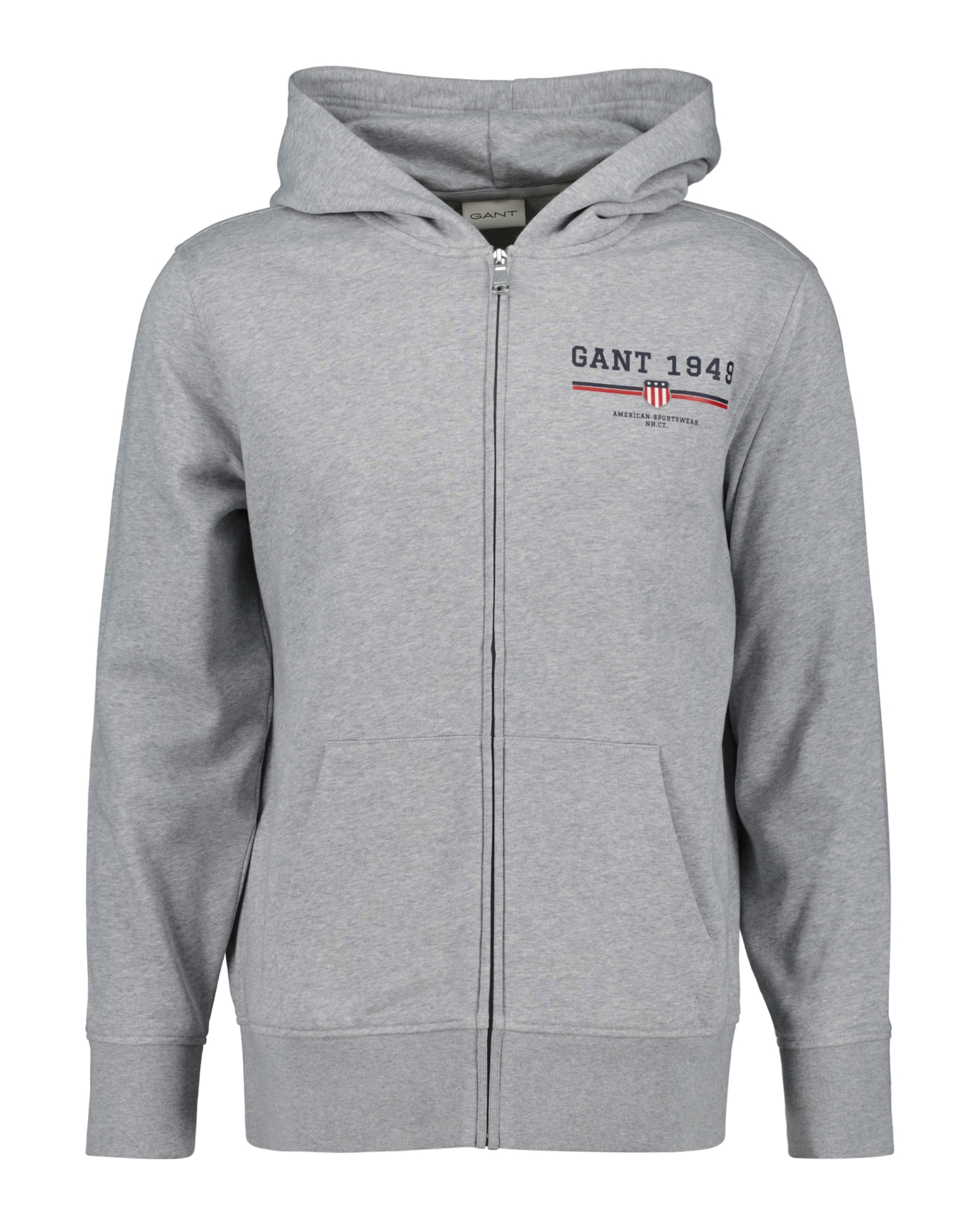 Gant Kapuzensweatjacke »GRAPHIC FULL ZIP HOODIE«, Kängurutasche, Rippbündchen, Print