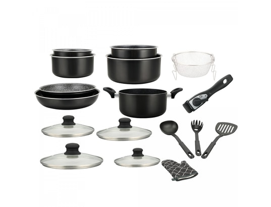 HERZBERG - Ensemble poêles HG-8055: Batterie De Cuisine En Marbre Enduit De 17 Pièces A...
