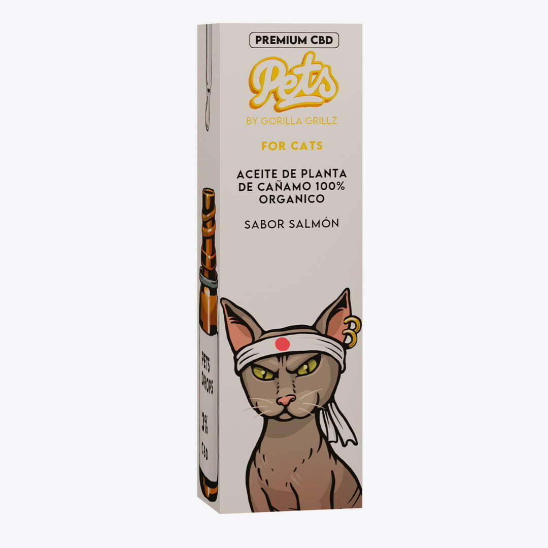 Óleo de CBD 3% para gatos com sabor salmão.