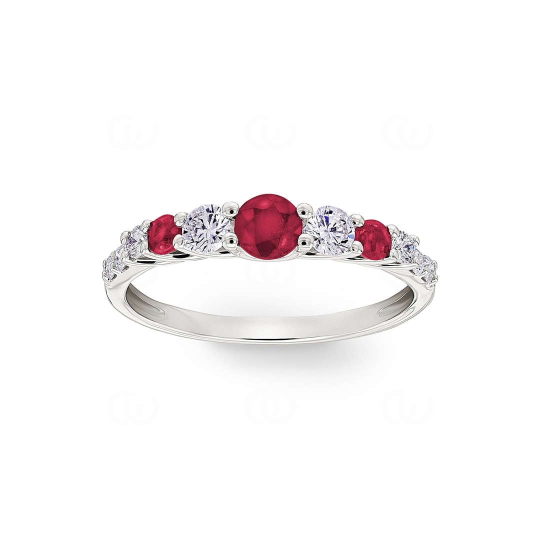 Mémoire Ring 750/18 K Weissgold mit Rubinen & Diamanten 0.35 ct H/si